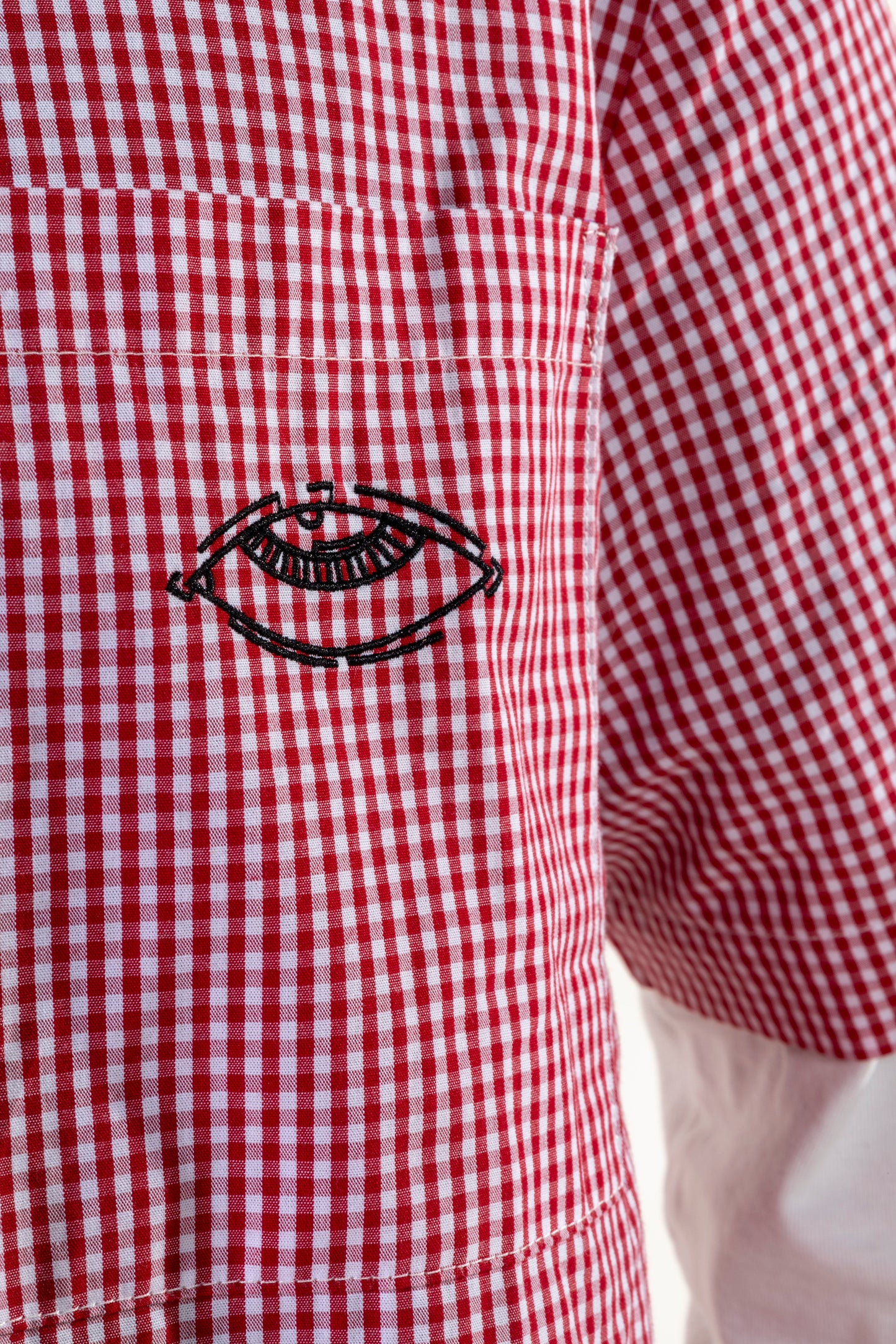 Optique Red Button Up
